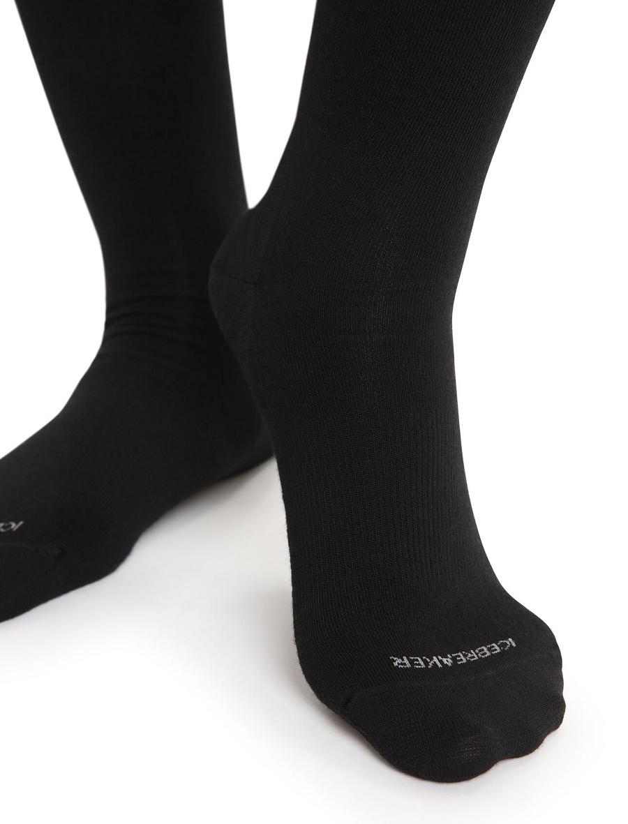 Black Women's Icebreaker Merino Lifestyle Fine Gauge Crew Socks | USA 1436PJJQ